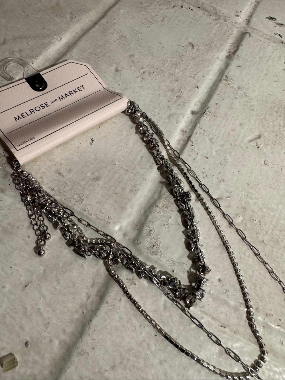 Melrose and Market Silver Tone Rhinestone Layered Necklace Set